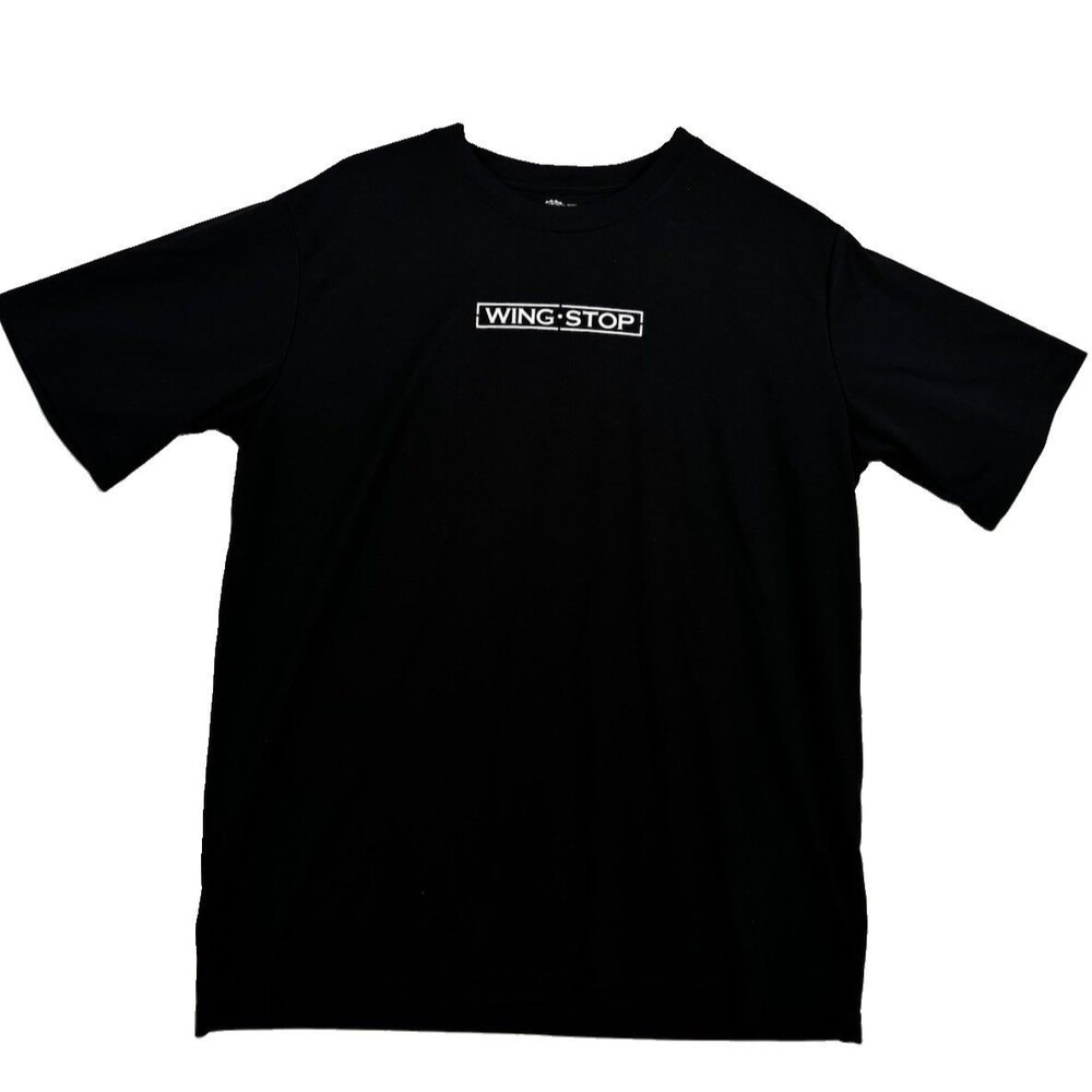 Wingstop Employee Uniform T Shirt Black Logo Performance Mesh Men’s 2XL XXL
